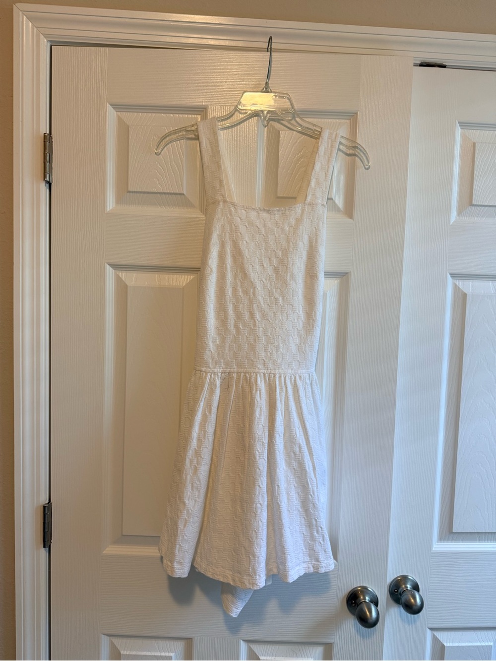 Free People White Textured Square-Neck Sundress